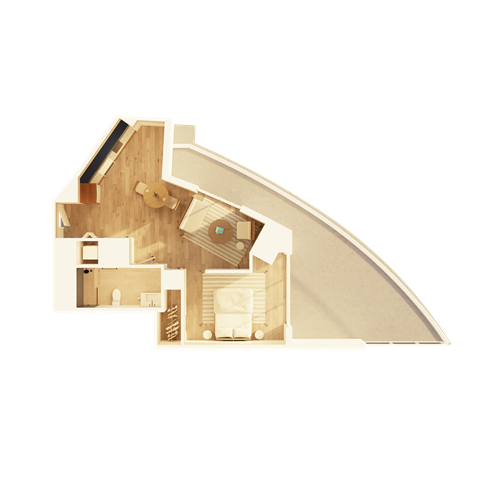 A cutaway view of a house showing the interior layout.