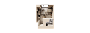 A modern bathroom with a skylight and a sink.