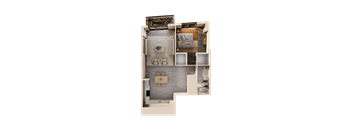 a floor plan of a house with a bedroom and a bathroom
