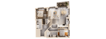 a floor plan of a house with a bedroom and a living room