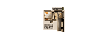 A modern bathroom with a toilet, sink, and shower area.