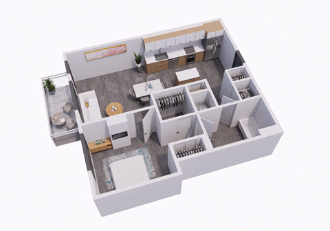 bedroom floor plan of a 2100 sq ft apartment
