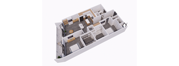 bedroom floor plan of a 2100 sq ft apartment