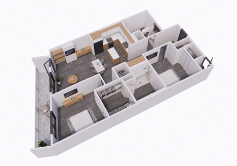 bedroom floor plan of a 2100 sq ft apartment