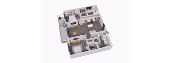 a 3d floor plan of a house with a bedroom and a living room