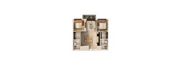 A cutaway view of a house showing the interior layout.