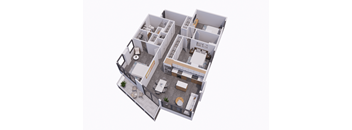 3d floor plan of a 2100 sq ft apartment