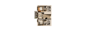 a rendering of a 3d floor plan of a house