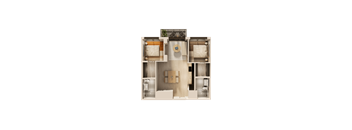 a 3d floor plan of a house with a bedroom and a bathroom
