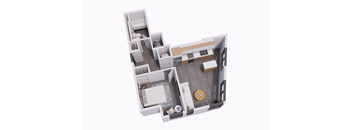 a floor plan of a house with a bedroom and a living room