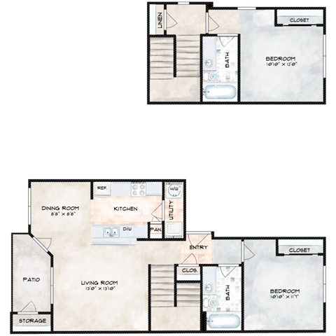 the    floor plan of a small house with roommates