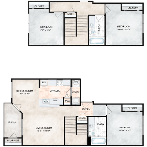 the floor plan of a small house with a bedroom and a living room