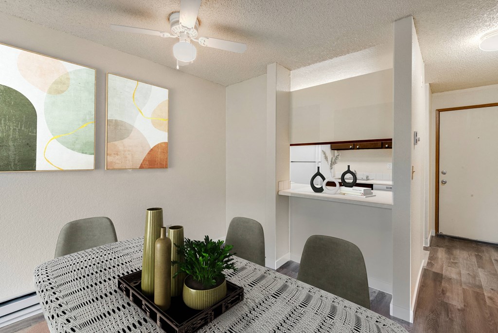 the preserve at ballantyne commons apartment dining room and kitchen at Eagles Landing Apartments, Everett, 98204  