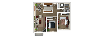 the bedroom floor plan of a 3 bedroom apartment