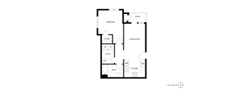 A black and white image of a floor plan for a house.