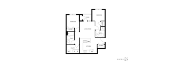 A black and white diagram of a house layout with labeled rooms.