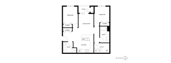 A black and white image of a house floor plan.