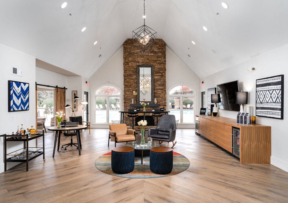 Clubroom interior decor at Elme Marietta Apartments, Marietta, GA, 30067