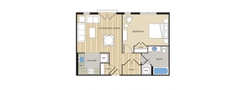 1 Bed1 Bath 605sf Floor Plan at Clayborne Apartments, Alexandria, VA