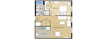1 Bed1 Bath 615sf Floor Plan at Clayborne Apartments, Alexandria, 22314