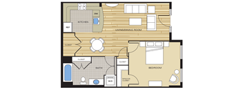 1 Bed1 Bath 700sf a Floor Plan at Clayborne Apartments, Virginia, 22314