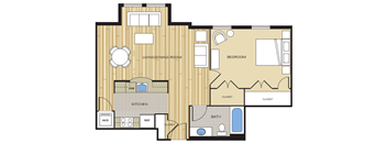 1 Bed1 Bath 700sf b Floor Plan at Clayborne Apartments, Virginia