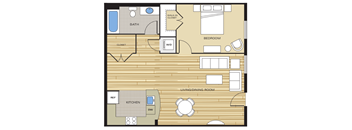 1 Bed1 Bath 705sf a Floor Plan at Clayborne Apartments, Alexandria, VA