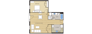 1 Bed1 Bath 740sf Floor Plan at Clayborne Apartments, Alexandria, Virginia