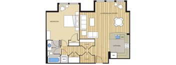 1 Bed1 Bath 805sf Floor Plan at Clayborne Apartments, Virginia