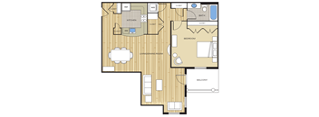 1 Bed1 Bath 920sf Floor Plan at Clayborne Apartments, Alexandria