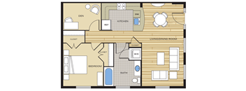 1 Bed1 Bath Den 705sf Floor Plan at Clayborne Apartments, Alexandria, VA, 22314