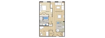 1 Bed1 Bath Den 820sf Floor Plan at Clayborne Apartments, Virginia, 22314