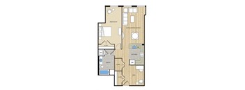 1 Bed1 Bath Den 824sf Floor Plan at Clayborne Apartments, Alexandria, VA, 22314