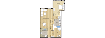 1 Bed1 Bath 930sf Floor Plan at Clayborne Apartments, Virginia