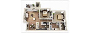 a floor plan of a house with a bedroom and a living room at Elme Druid Hills, Atlanta Georgia