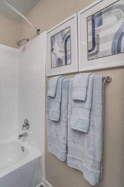 Renovated bathroom with shower at Elme Manassas, Manassas, 20109