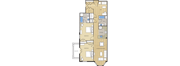 2 Bed 2 Bath Floor Plan at Clayborne Apartments, Alexandria, VA, 22314