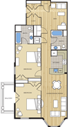 2 Bed 2 Bath Floor Plan 2 Bed 2 Bath Floor Plan at Clayborne Apartments, Alexandria, VA, 22314