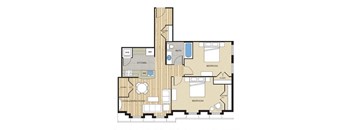 2 Bed1 Bath 827sf Floor Plan at Clayborne Apartments, Virginia, 22314