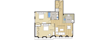 2 Bed1 Bath 857sf Floor Plan at Clayborne Apartments, Alexandria, VA, 22314