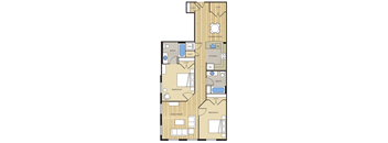 2 Bed2 Bath Den 1140sf Floor Plan at Clayborne Apartments, Alexandria, VA, 22314