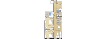 2 Bed2 Bath Den 1025sf Floor Plan at Clayborne Apartments, Alexandria