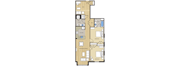 2 Bed2 Bath Den 1060sf Floor Plan at Clayborne Apartments, Virginia