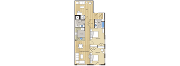 2 Bed2 Bath Den 1100sf Floor Plan at Clayborne Apartments, Virginia, 22314