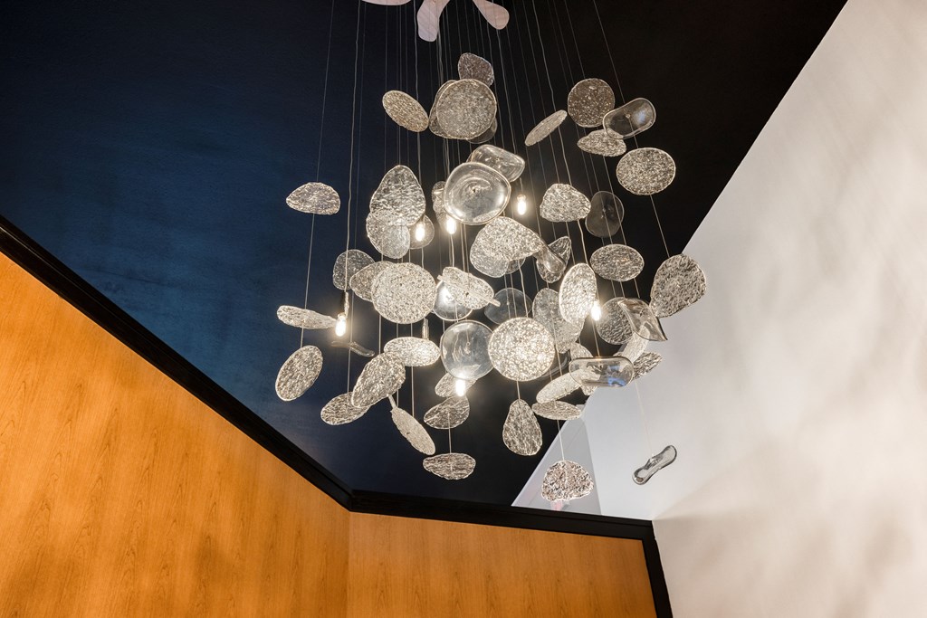 Chandelier hanging from a ceiling at Elme Alexandria, Alexandria, 22304