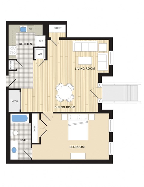 214D_908sqft Floor Plan at Clayborne Apartments, Alexandria, Virginia