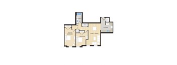 314D_990sqft Floor Plan at Clayborne Apartments, Alexandria, Virginia