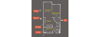Studio 1 bathroom floor plan E at The Maxwell Apartments, Virginia