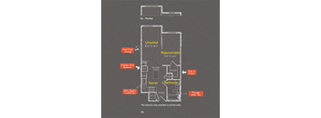 Studio 1 bathroom floor plan F at The Maxwell Apartments, Arlington