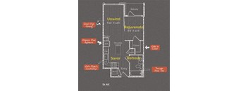 Studio 1 bathroom floor plan C at The Maxwell Apartments, Arlington, VA, 22203